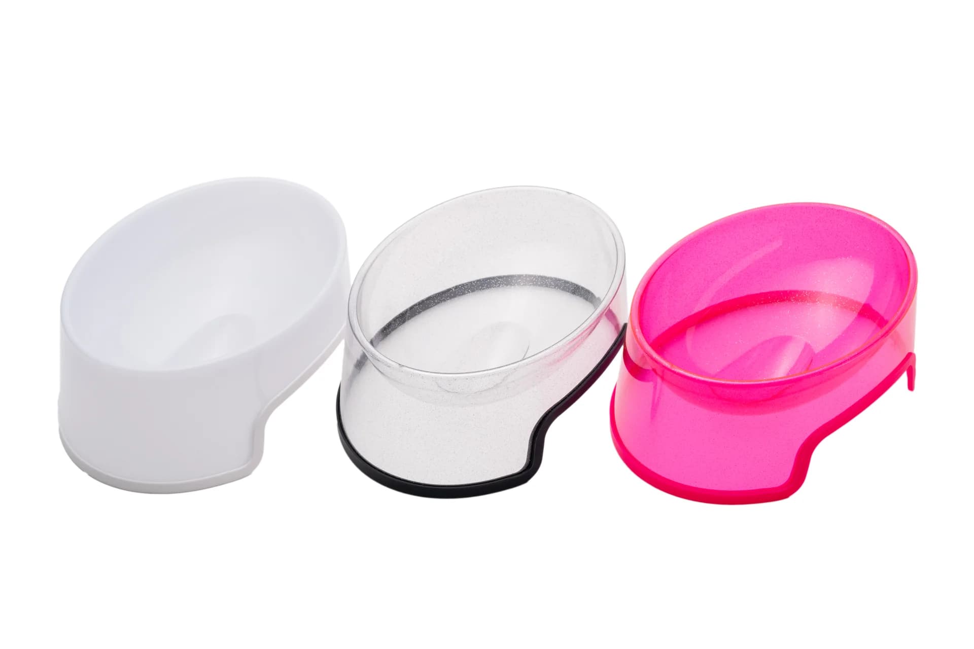 Shinganki ice water facial basins in white, clear, and pink